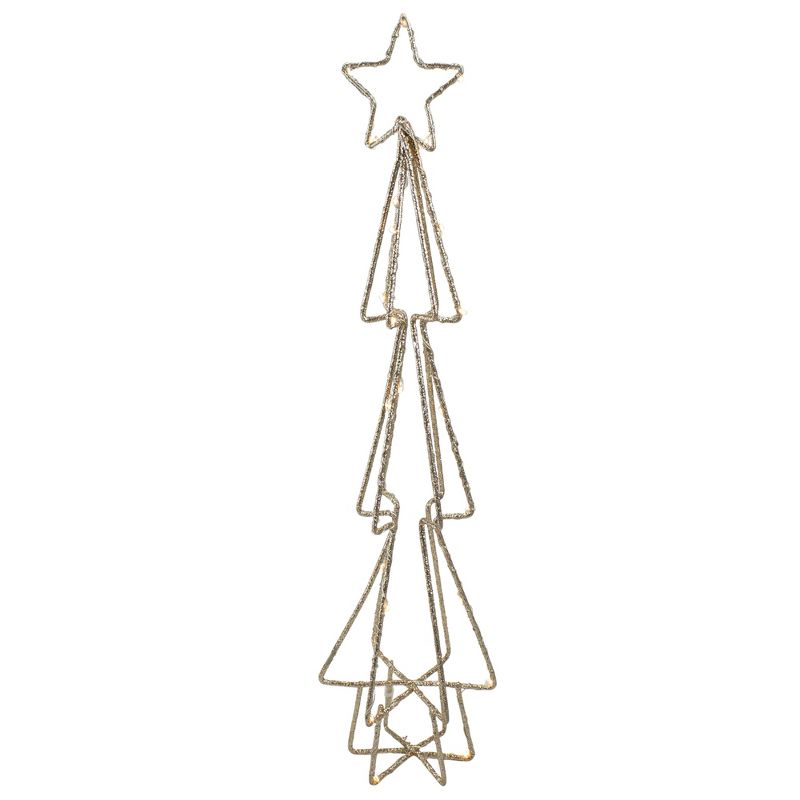 Northlight 17.5" LED Lighted B/O Gold Glittered Wire Christmas Cone Tree - Warm White Lights, 5 of 6