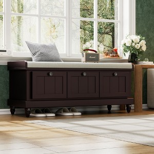 NicBex Shoe Rack Bench Shoe Storage Organizer Classic Storage Bench with Cushioned Seat and 3 Drawers for Entryway Bedroom - 1 of 4