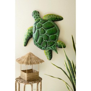 Hand-Hammered Metal Sea Turtle Wall Art – 27.5" Tall by Kalalou - 1 of 4