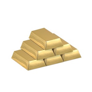 Beistle Foil Gold Bar Favor Boxes, 3" x 1.5" x .75", (36/Pkg) Multicolored - 1 of 4