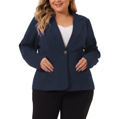 Agnes Orinda Women's Plus Size Velvet Button Notched Lapel Formal