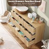 Rattan 7-Drawer Dresser w/ Deep Drawers & Wide Top - Tall Frame Storage for Bedroom/LR/Hallway/Nursery, Natural Wood Tone - 4 of 4