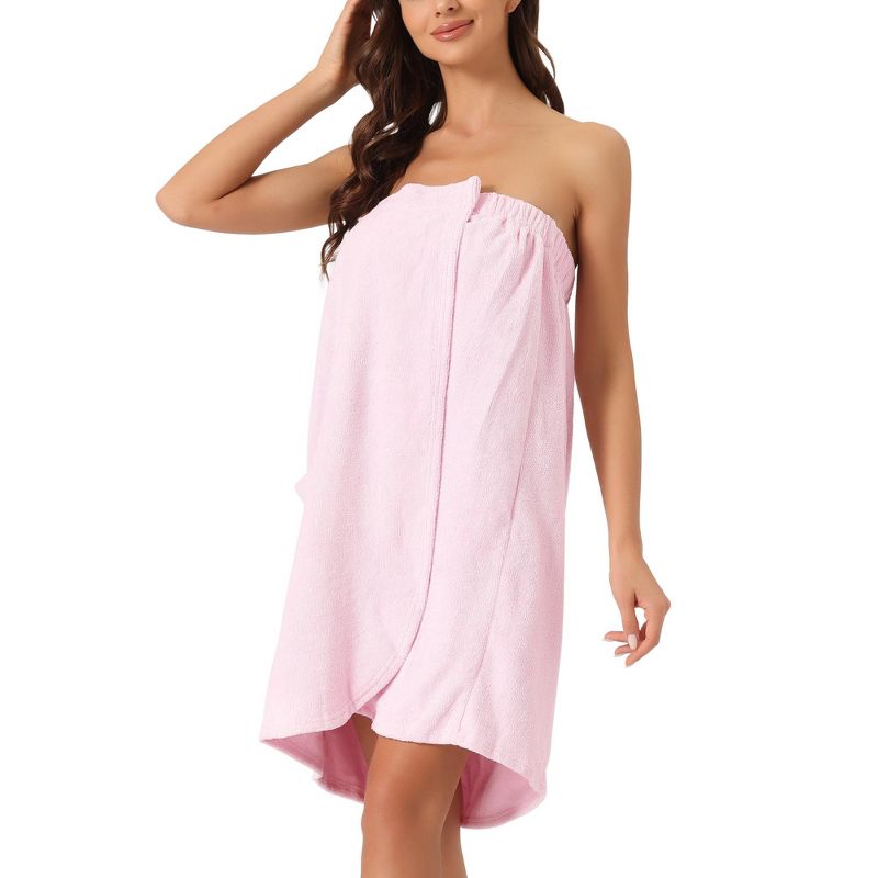 cheibear Women's Bath Gym Towel Wrap Robe Spa Towels with Shower Cap Bathrobe, 1 of 6