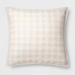 Standard Gingham Pillow Sham Cream - Threshold , Size: Standard Sham, White