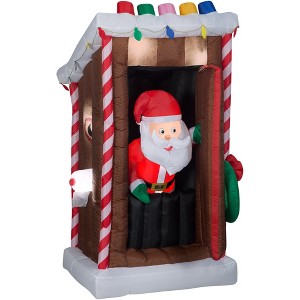Gemmy Animated Christmas Airblown Inflatable Santa's Outhouse , 6 ft Tall, Multi - 1 of 3