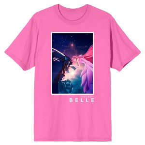 Belle Mysterious Creature Poster Art Crew Neck Short Sleeve Hot Pink Men's T-shirt - 1 of 2