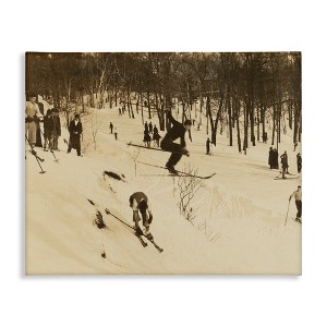 Stupell Industries Vintage Ski Slopes Winter Athletes Sepia Tone Photography Canvas Wall Art - 1 of 4