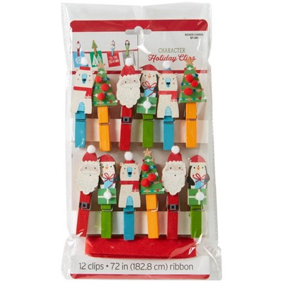 12ct IG Design Group Wood Card Garland Santa/Trees/Penguin/Bear