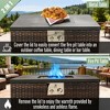 40,000 BTU Propane Gas Fire Pit Table, Square Dark Brown Rattan Wicker Firepit with Glass Rocks, Outdoor Patio Gas Table for Deck, Garden - 4 of 4