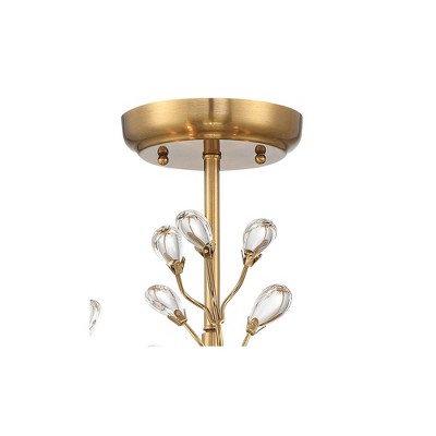 Elegant Brass Vine 24" Semi-Flush Bowl Ceiling Light with Crystal Accents