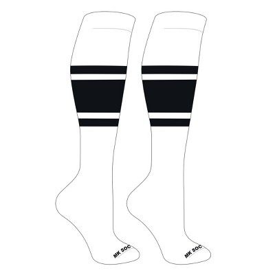 MK Socks Striped OTC Baseball, Softball, Football Socks (B) White, Black