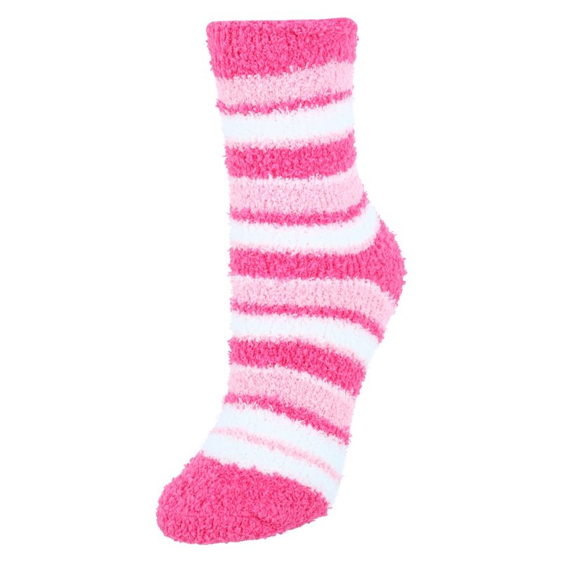 CTM Women's Striped Warm Fuzzy Socks (3 Pair Pack), 3 of 4