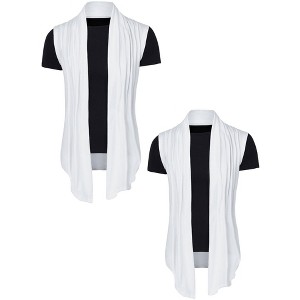 Lars Amadeus Men's Open Front Shawl Collar Sleeveless Cardigan Vest 2 Packs - 1 of 4
