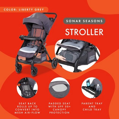 Liberty Grey Foldable Single Toddler Stroller with Mesh Backrest