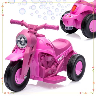 Kids Electric Motorcycle with Bubble Function, 6V Battery Powered Ride On Motorbike Toy w/LED Headlights