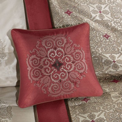 California King Red Jacquard 7-Piece Comforter Set
