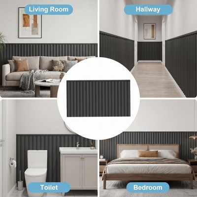 Vertical Slat Accent Wall Panel Kit, Decorative Fluted Wood Look Wainscoting Wall Panels for Living Room Dining Room Interior Wall Decoration 10 pcs