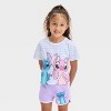 Toddler Girls' 2pc Disney Lilo & Stitch Angel Striped T-Shirt & Retro Knit Shorts Set - Purple - 3 of 4