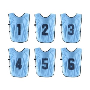 Unique Bargains Team Sports Reversible Numbered Soccer Training Vest 6 Pcs - 1 of 4