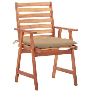 vidaXL Patio Chair Set of 2 Brown Solid Acacia wood, polyester Standard - 1 of 4