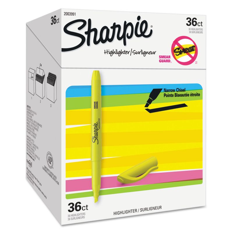 Sharpie Pocket Highlighters - Office Pack Chisel Tip Yellow 36 per pack 2003991, 1 of 7