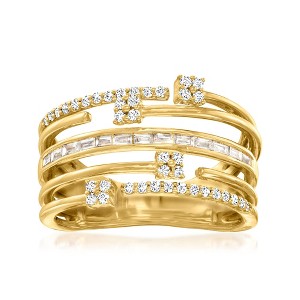 Ross-Simons 0.33 ct. t.w. Baguette and Round Diamond Multi-Row Ring in 18kt Gold Over Sterling - 1 of 4