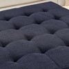 KTMBDW Large Square Upholstered Linen Ottoman Coffee Table, Large Footrest Ottoman with Wood Shelf-Linen - 4 of 4