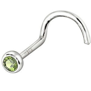 Jewelry Avalanche 22G 14K Gold Bezel-set Peridot Nose Screw Nose Stud - 1 of 3