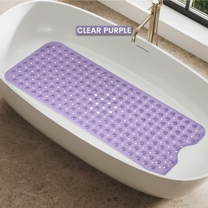 Non Slip Bathtub And Shower Mats 40x16 Extra Long Bath Tub Mat With Suction Cups & Drain Holes - Lux Decor Collection - 1 of 4