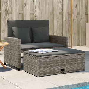 Patio Sofa with Cushions 2-Seater  Poly Rattan vidaXL - 1 of 4