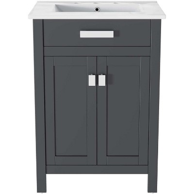 Laguna 24" Gray and White Modern MDF Ceramic Bathroom Vanity