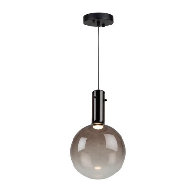 Coffee Finish Mini Globe LED Pendant Light with Gold Glass Shade