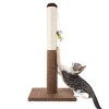 Cat Scratching Post with Carpeted Base – 24.5-Inch Sisal Fabric Scratcher with Hanging Mouse Toy for Adult Cats and Kittens by PETMAKER (Brown) - 4 of 4