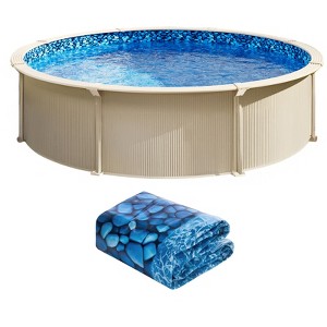 VEVOR 24-ft Round Above Ground Pool Liner, Overlap Pool Liners, Standard Gauge Vinyl, 48-to-54inch Wall Height, Blue - 1 of 4