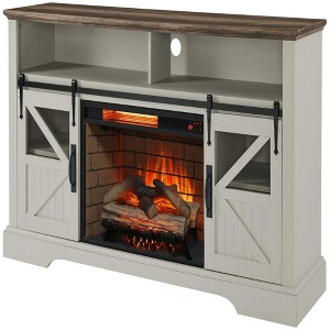 NAYSAYE Indoor Fireplace TV Stand Overheating Protection Adjustable Flame for Living Room, White, 60"*15.75"*32" - 1 of 4