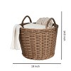SEVOBAL Laundry Bags and Baskets Round Woven Basket Durable and Lightweight Design with Handles for Organizing Towels, Toys, Brown, 16"*2"*10.5" - 3 of 4