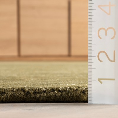 Handmade Verdant Green Round Wool Area Rug, 48 inches