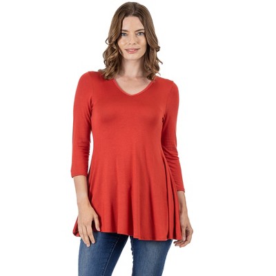 24seven Comfort Apparel Three Quarter Sleeve V-neck Tunic Top-penn-xl ...