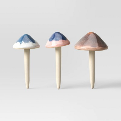 Traditional 3pk Ceramic Mushroom Pot Stake - Threshold™