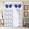 Home Mart Goods Navy White Luxury Floral Embroidery Rod Pocket Window Panel Attached Valance Satin Backing 2 Tie Backs Curtain Set (2 Panels) - 3 of 4