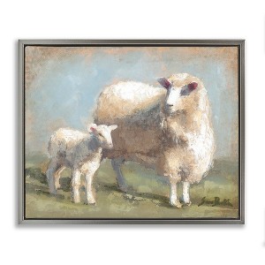 Stupell Industries Sheep & Lamb Family Farm Floating Frame Canvas Art, Gray, 31" x 25" - 1 of 4
