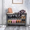 Tangkula 3-Tier Industrial Shoe Rack Entryway Bench with Mesh Storage Shelf - 3 of 4