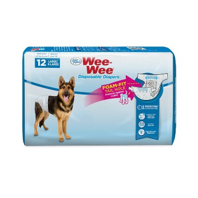 Four Paws Fragrance Free Wee-Wee Disposable Dog Diapers - 12ct - L/XL
