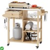 Solid Wood Outdoor Grill Cart Storage Cabinet Outdoor Grill Cart BBQ Cart Prep Table w/Stainless Steel Top Drawer & Open Shelves - 2 of 4