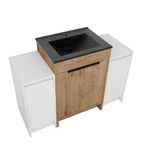 SEVOBAL Bathroom Vanities 48 Inch Freestanding With Ceramic Sink Soft Closing Door for Bathroom, Brown, 47.6"*18.31"*34.25" - 1 of 4