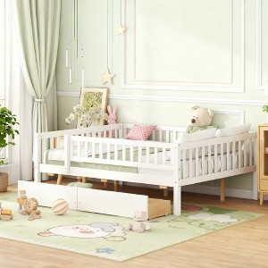 Luxystar Full Size Daybed Wood Bed with Two Drawers for Kids Room and Guest Room - 1 of 4