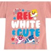 Girls' - Baby Shark - Red White and Cute Fitted Short Sleeve Graphic T-Shirt - 2 of 4