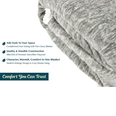Light Gray Reversible Sherpa Fleece Throw Blanket