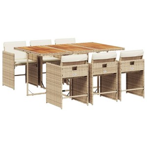 vidaXL Patio Dining Set Set of 6 Beige and Brown - 1 of 4