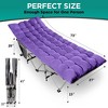 Zone tech Outdoor Camping Travel Cot and Cot Pad - High Quality Foldable and Portable Adult & Kids Travel Cot w/Large Pocket and Cushion Lavander - 2 of 4
